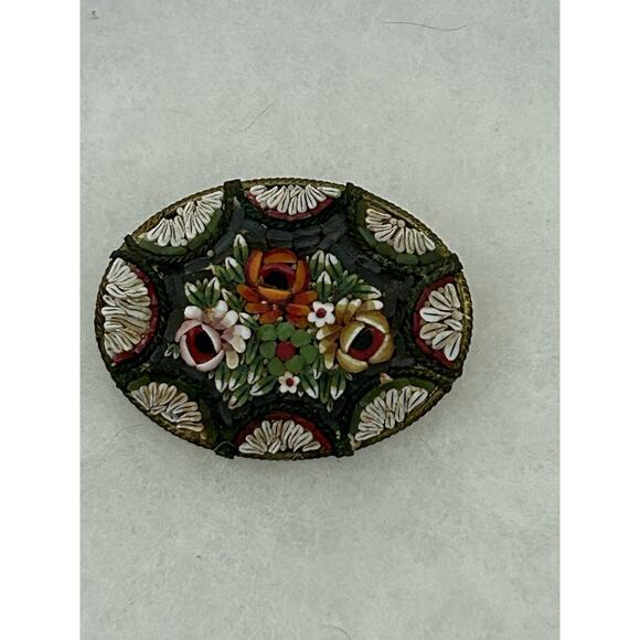 Vintage Italian Micro Mosaic Brooch in Scroll Setting - Etsy Lovely Vintage Micro Mosaic Brooch Marked Italy